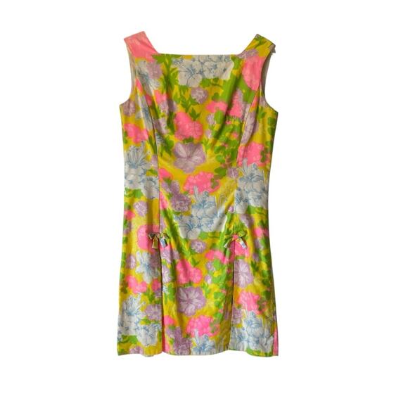 Vintage 1960s Matching Top Short Set Yellow Pink Floral size 4-6 Small - Picture 6 of 11